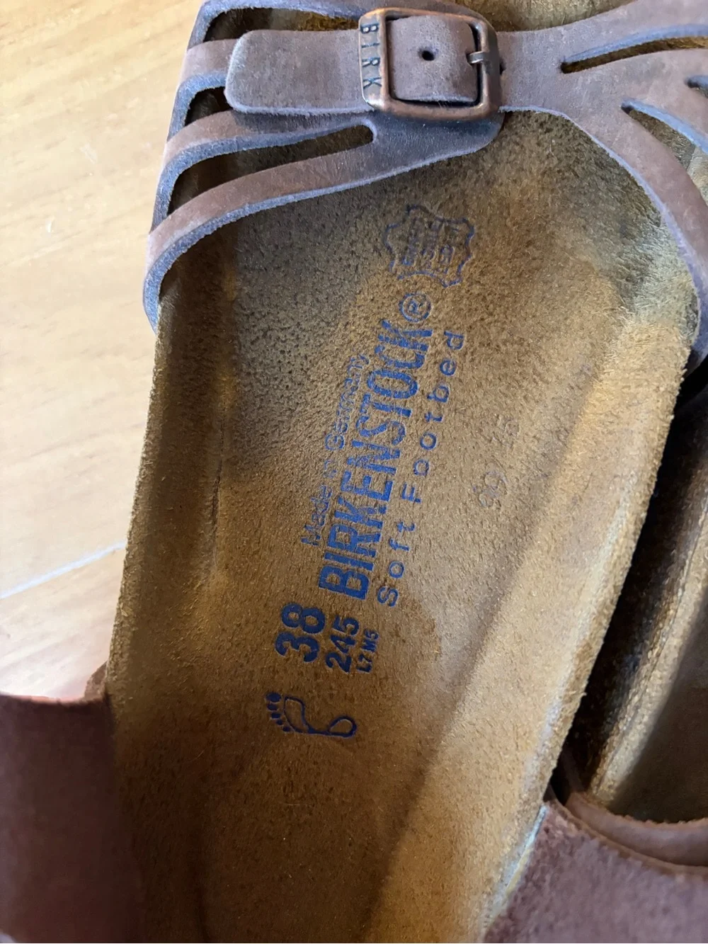 Birkenstock Brown Suede Soft Footbed Sandals - Picture 3 of 6